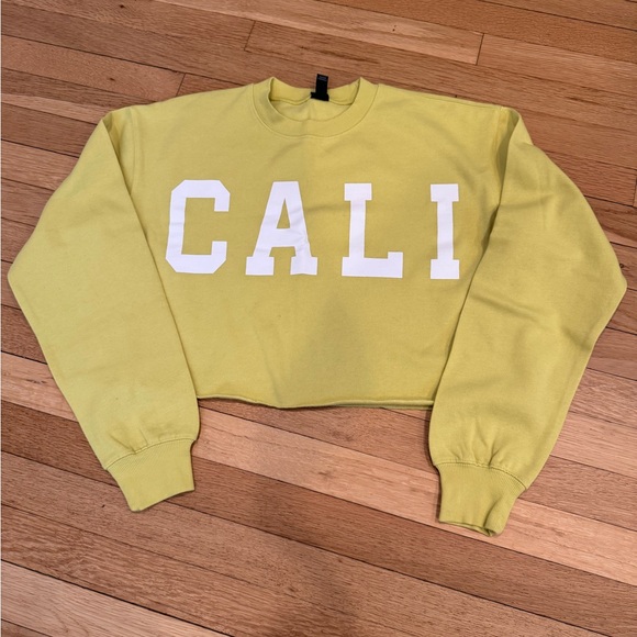 wild fable Tops - WILD FABLE Cropped 'CALI' Crewneck Sweatshirt - Yellow